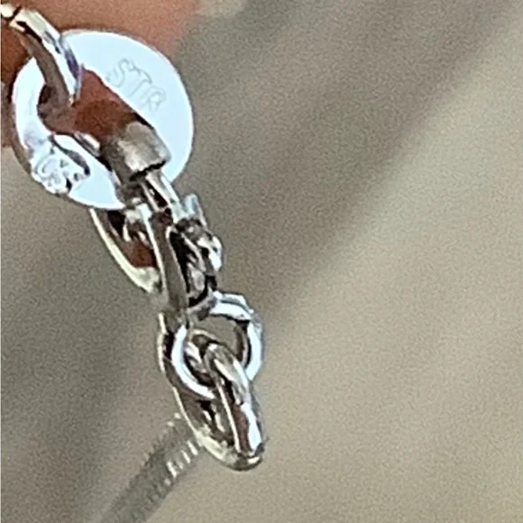 NIB STG SILVER solid flat serpentine chain Vintage 15” - Picture 10 of 10